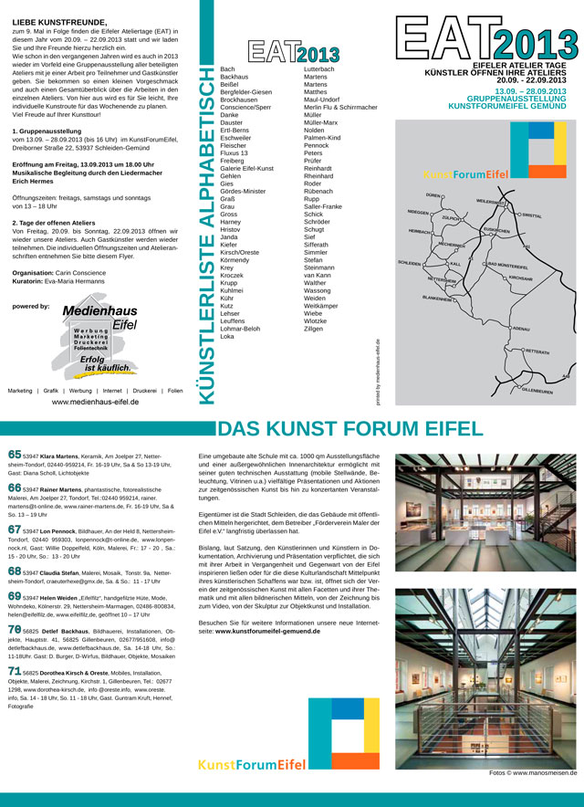 Flyer zu Eifeler Atelier-Tagen 2013